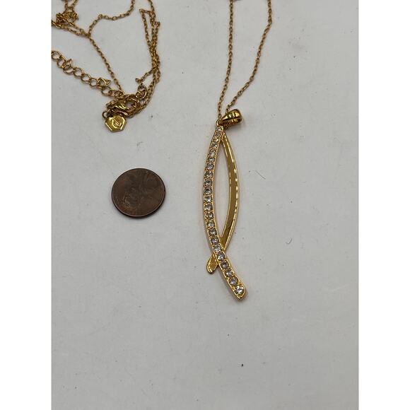 Touchstone Crystal by Swarovski Gold Plated Chain and Crystal Why Not Pendant - Picture 7 of 10